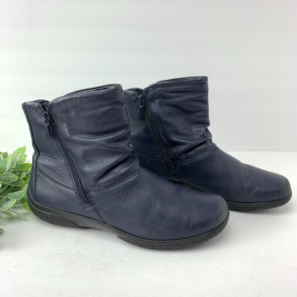 navy blue leather ankle boots uk